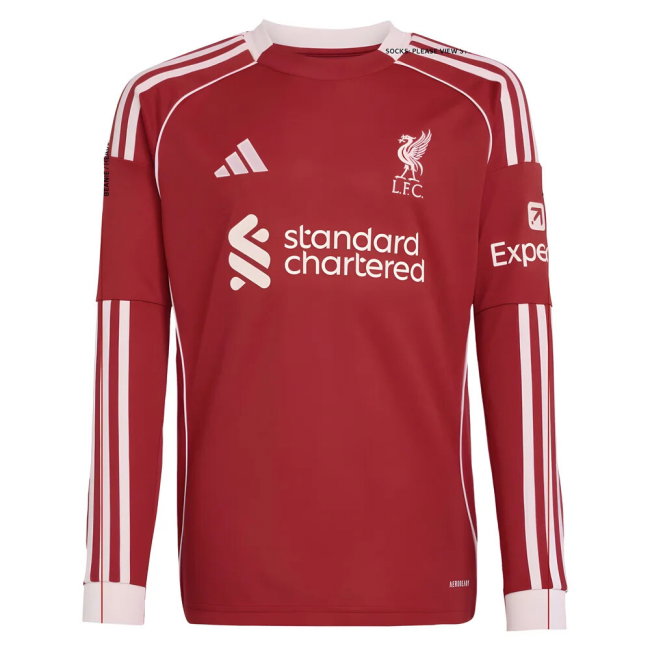 2025-2026 Liverpool Long Sleeve Home Shirt (Kids) (Kerkez 6)-SoccerKits Hub | Buy Soccer Jerseys Online